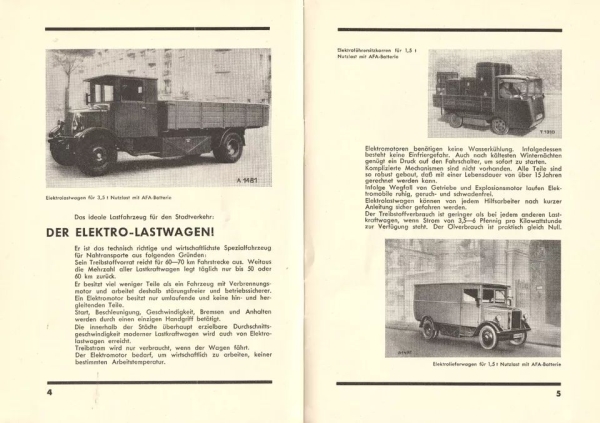 AFA Accumulator-Vehicles Modelprogram 1936 "Wirtschaftlich transportieren" Truck-Brochure  (3335)